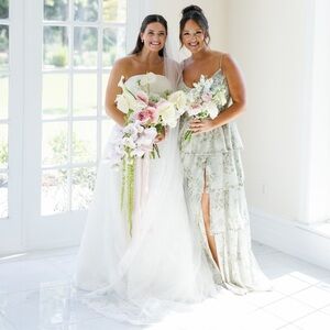 V. Chapman Caterina Corset Ruffle Dress - Sage Tapestry